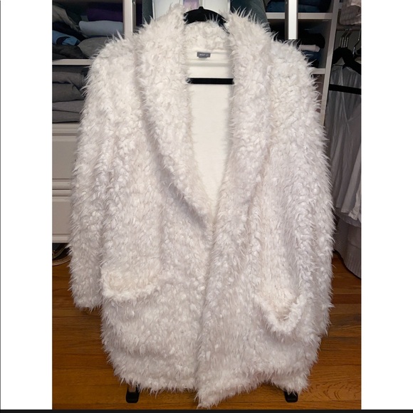 aerie Sweaters - Aerie White Long Fluffy Sherpa Jacket